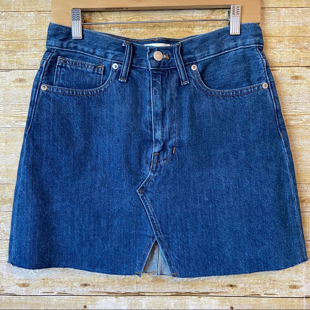 Madewell McCarren Cutout Denim Mini Skirt Raw Hem Vent Size 26 NWT - Picture 3 of 10